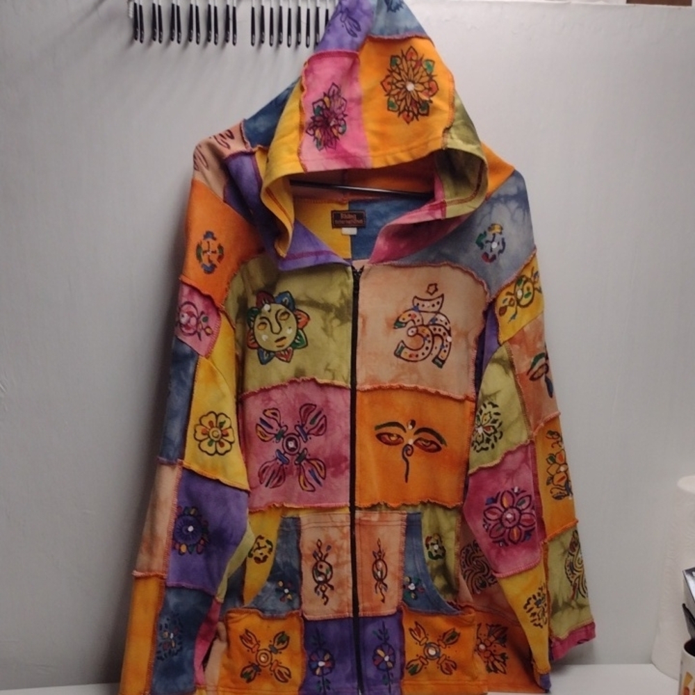 Rising International Multicolor Patchwork Hoodie,… - image 1